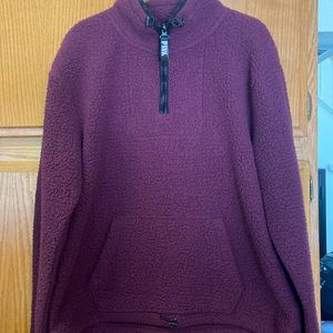 Burgundy sherpa quarter zip pullover from Pink.  Womens size M.  Good condition